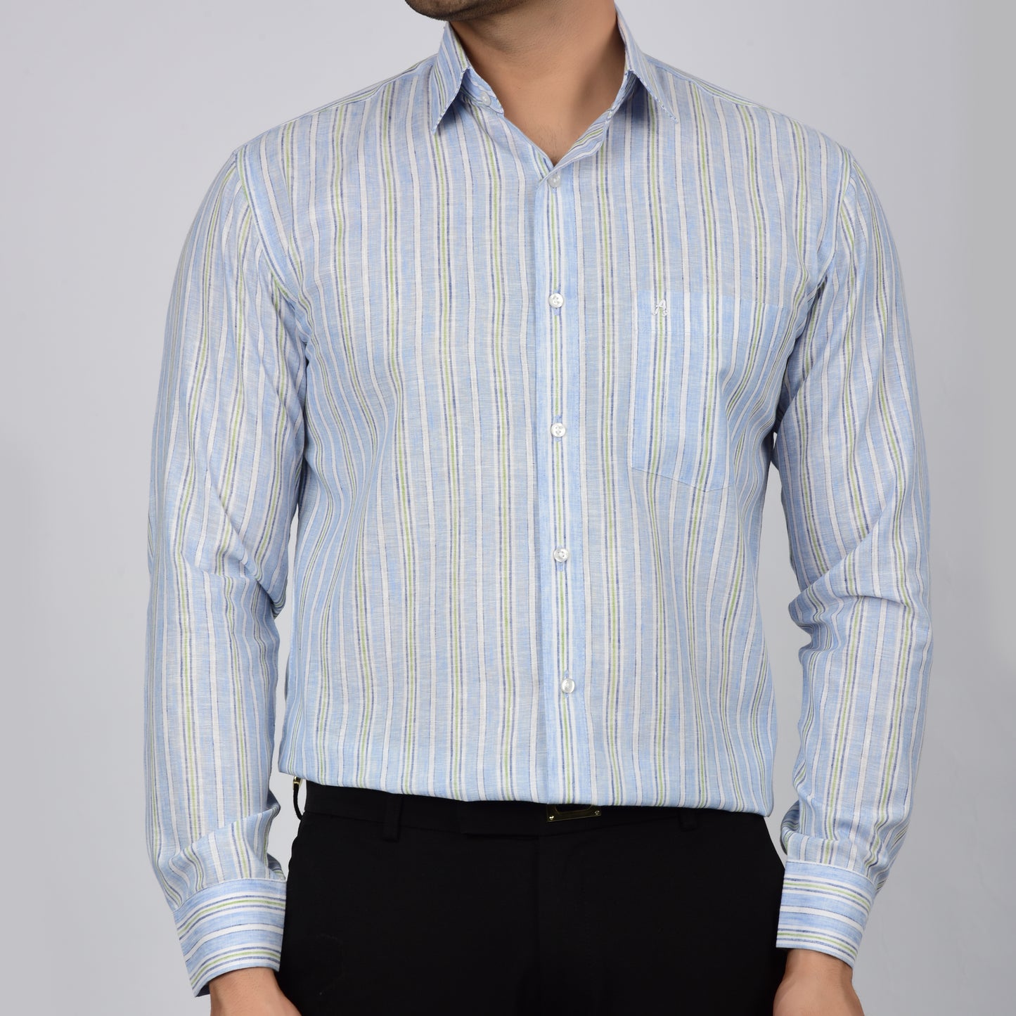Blue shirt with stripes
